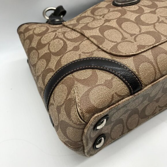 Coach Brown Coated Canvas Heritage Shopper Tote Bag F18923 - Picture 7 of 11